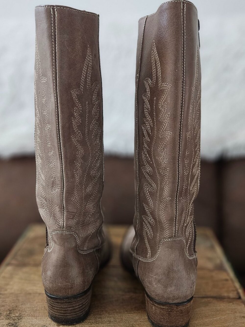 Steve Madden Graced Distressed Leather Western Knee-high Boots Brown 6M - Picture 14 of 16